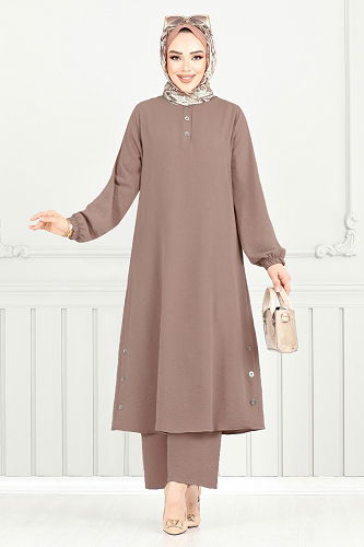 moda selvim طقم بيج 015MR1077-M - Thumbnail