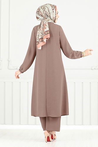 moda selvim طقم بيج 015MR1077-M - Thumbnail