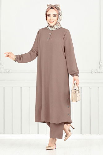 moda selvim طقم بيج 015MR1077-M - Thumbnail