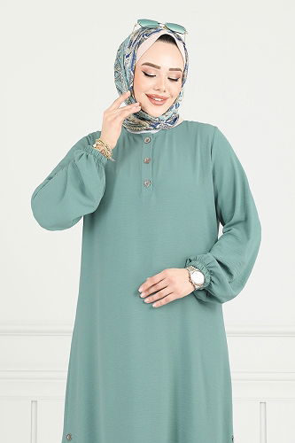 moda selvim طقم أخضر باهت 015MR1078 - Thumbnail