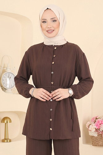 moda selvim طقم بني 016ZMRK1203 - Thumbnail