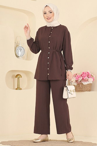 moda selvim طقم بني 016ZMRK1203 - Thumbnail