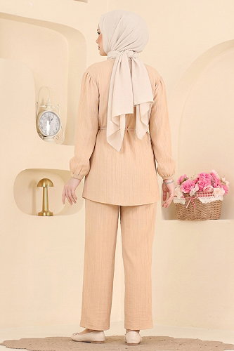 moda selvim طقم كريمي 016ZMRK1203 - Thumbnail
