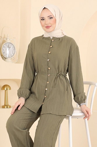 moda selvim طقم اخضر عفني 016ZMRK1203 - Thumbnail