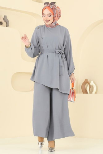 moda selvim طقم رمادي 017MR1078 - Thumbnail