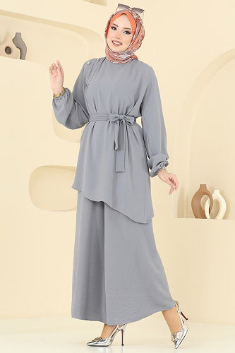 moda selvim طقم رمادي 017MR1078 - Thumbnail