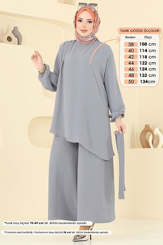 moda selvim طقم رمادي 017MR1078 - Thumbnail