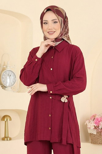 moda selvim Combined 017ZMRK1203 Burgundy - Thumbnail
