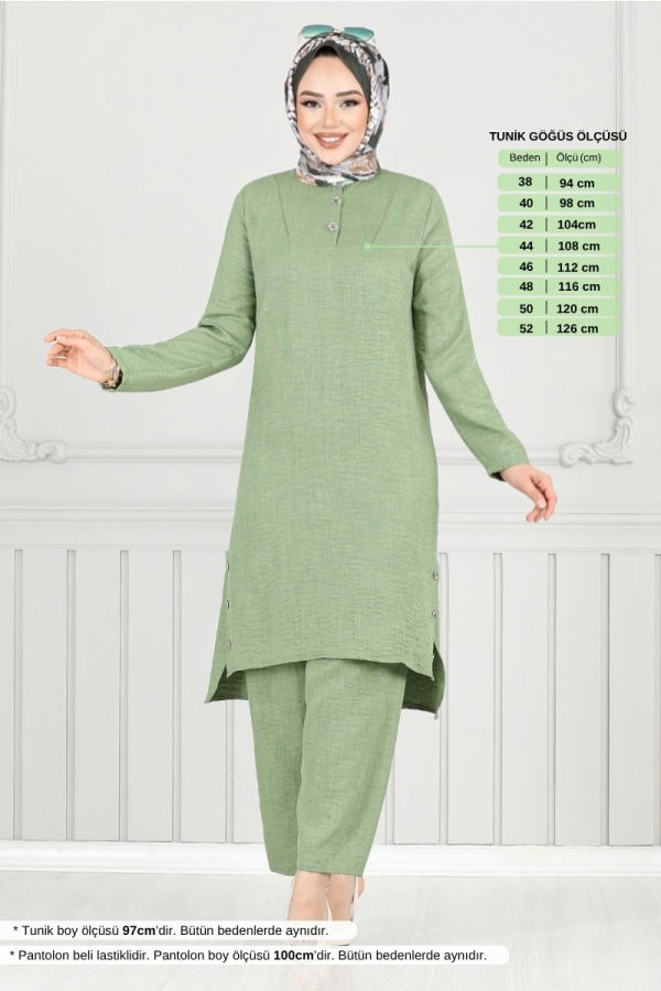 Modaselvim خصم صافٍ20%+20% في سلة التسوق طقم أخضر عشبي 018MR1077-M