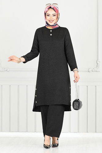 moda selvim طقم أسود 018MR1077-M - Thumbnail