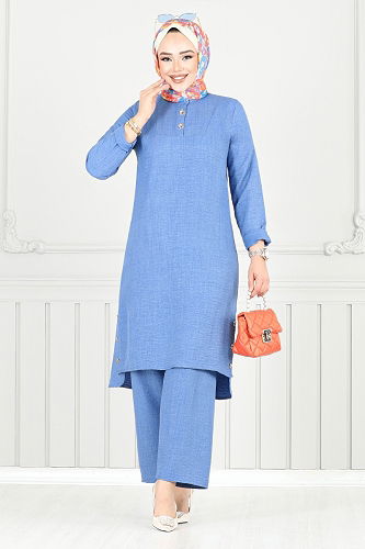 moda selvim طقم أزرق فاتح 018MR1077-M - Thumbnail