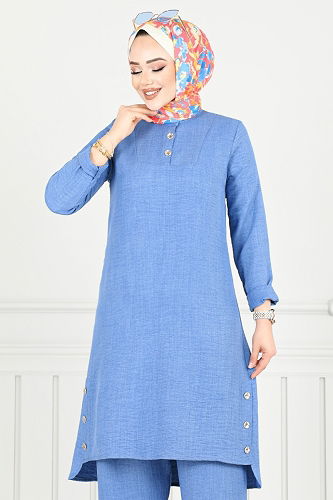 moda selvim طقم أزرق فاتح 018MR1077-M - Thumbnail