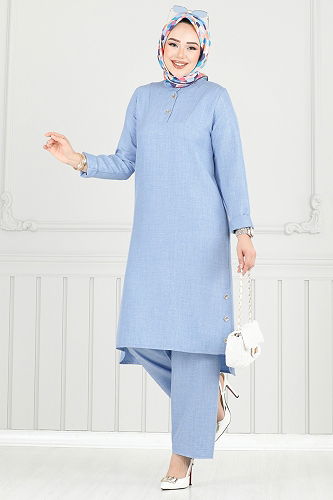 moda selvim طقم أزرق فاتح 018MR1078 - Thumbnail