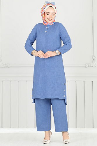 moda selvim طقم أزرق فاتح 018MR1078 - Thumbnail