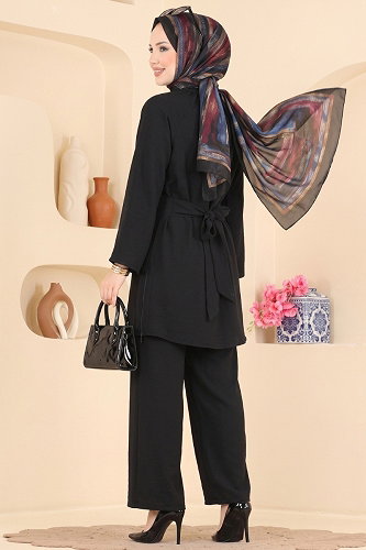 moda selvim طقم أسود 020ZMRK1203 - Thumbnail