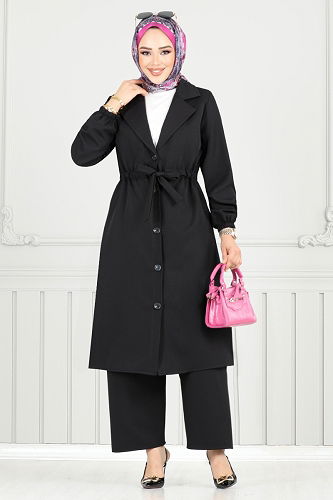 moda selvim طقم أسود 021MR1077-M - Thumbnail