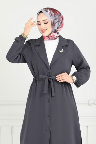 moda selvim طقم رمادي غامق 021MR1078 - Thumbnail