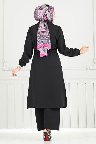 moda selvim طقم أسود 021MR1078 - Thumbnail
