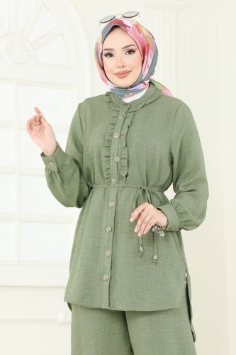 moda selvim طقم أخضر عشبي 022MR1078 - Thumbnail
