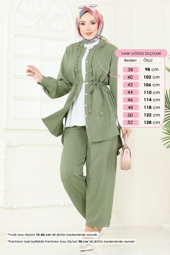 moda selvim طقم أخضر عشبي 022MR1078 - Thumbnail