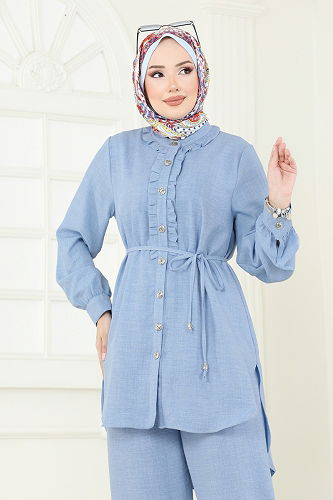 moda selvim طقم أزرق فاتح 022MR1078 - Thumbnail