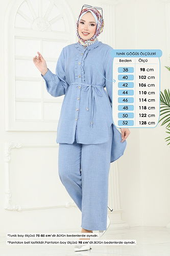 moda selvim طقم أزرق فاتح 022MR1078 - Thumbnail