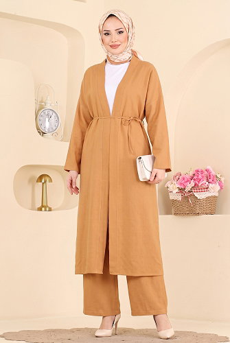 moda selvim طقم خردلي 022ZMRK1203 - Thumbnail
