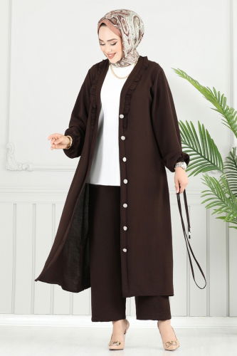 moda selvim طقم بني 023MR1078 - Thumbnail
