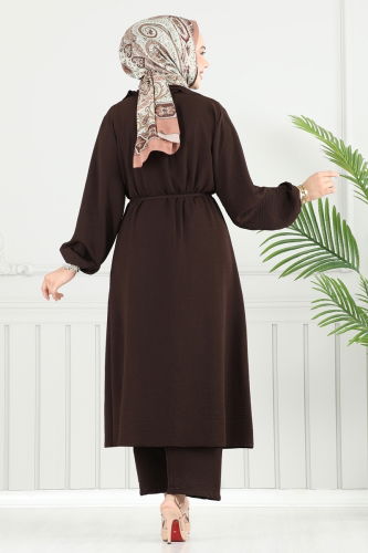 moda selvim طقم بني 023MR1078 - Thumbnail