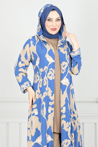 moda selvim طقم أزرق وبيج 0332BGS895 - Thumbnail