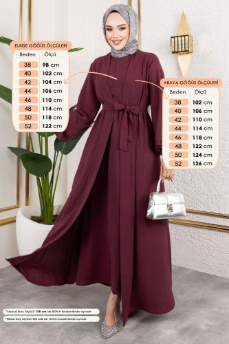moda selvim طقم خمري 0336BG354 - Thumbnail