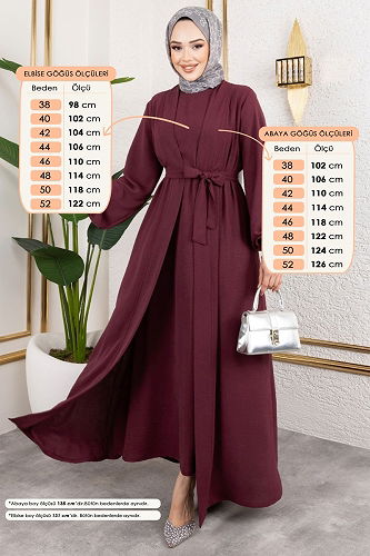 moda selvim طقم خمري 0336BG354 - Thumbnail