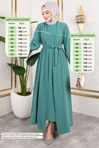 moda selvim طقم أخضر باهت 0336BG354 - Thumbnail