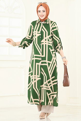 moda selvim طقم زيتي 0337BG354 - Thumbnail