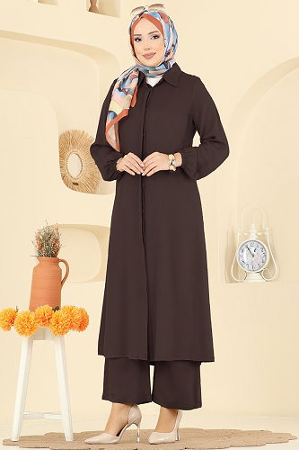 moda selvim طقم بني 0340BG354 - Thumbnail