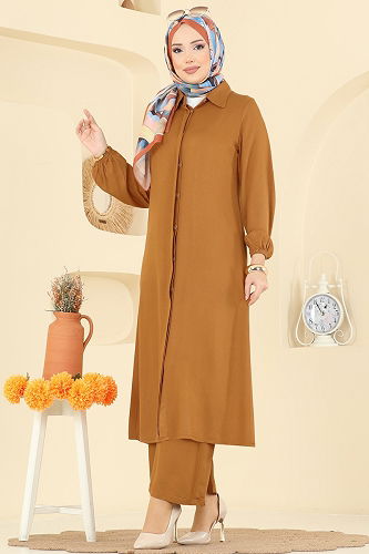 moda selvim طقم خردلي 0340BG354 - Thumbnail