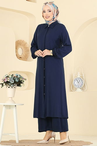 moda selvim طقم كحلي 0340BG354 - Thumbnail