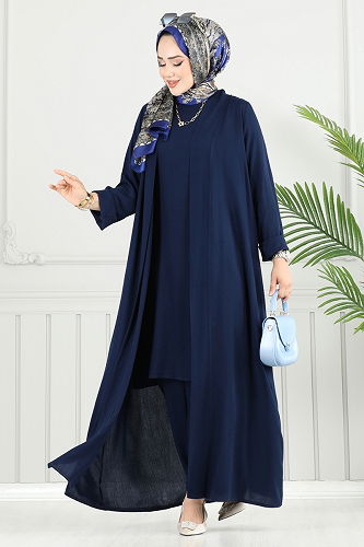 moda selvim طقم كحلي 0342BG354 - Thumbnail