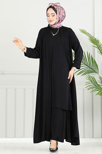 moda selvim طقم أسود 0342BGS895-M - Thumbnail