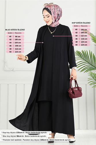 moda selvim طقم أسود 0342BGS895-M - Thumbnail