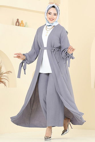 moda selvim طقم رمادي 0344BG354 - Thumbnail