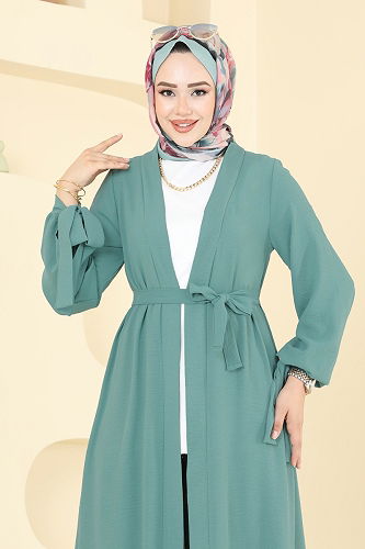 moda selvim طقم أخضر باهت 0344BG354 - Thumbnail