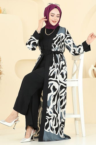 moda selvim Combined 0345BG354 Pattern 1 Black - Thumbnail