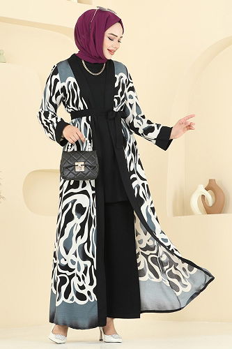 moda selvim طقم النمط 1 أسود 0345BG354 - Thumbnail