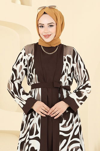 moda selvim طقم نمط 1 بني 0345BG354 - Thumbnail