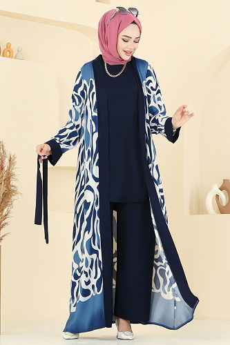 moda selvim Combined 0345BG354 Pattern 1 Indigo - Thumbnail