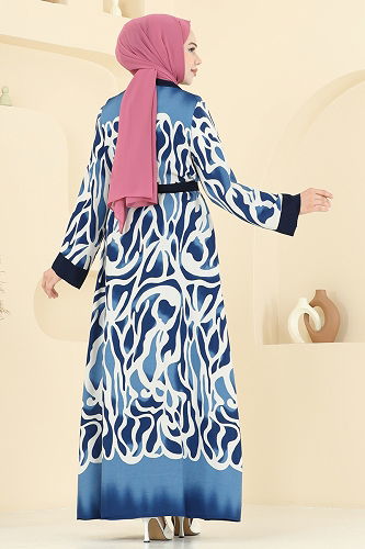 moda selvim Combined 0345BG354 Pattern 1 Indigo - Thumbnail