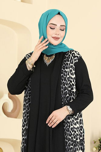 moda selvim طقم النمط 1 نمط 1 بلاك آند فيجن 0350ERK1158 - Thumbnail