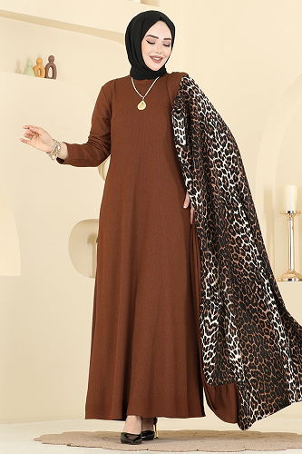 moda selvim Combined 0350ERK1158 Pattern 1 Brown - Thumbnail