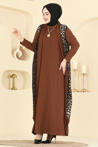 moda selvim Combined 0350ERK1158 Pattern 1 Brown - Thumbnail